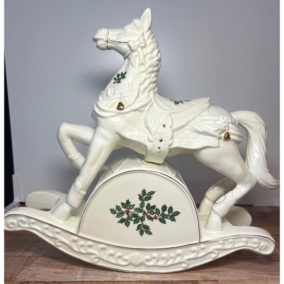 Holiday Rocking Horse Figurine, Plays Music, Large - Picture 1 of 9